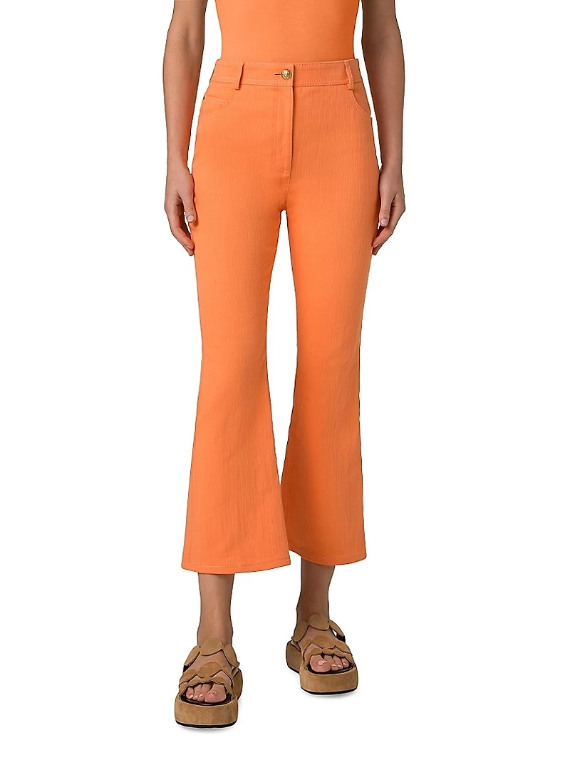 Cali Stretch-Cotton Boot-Cut Crop Pants