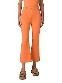 Cali Stretch-Cotton Boot-Cut Crop Pants
