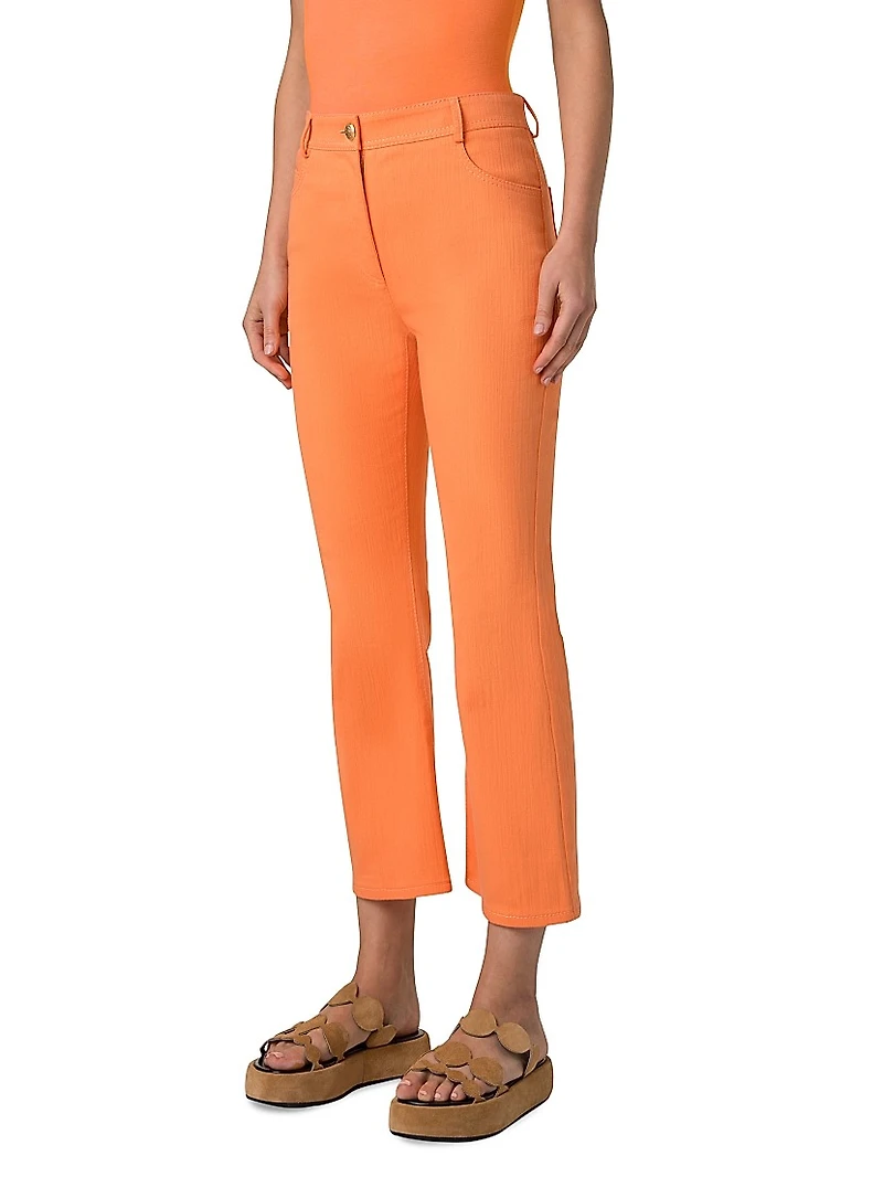 Cali Stretch-Cotton Boot-Cut Crop Pants