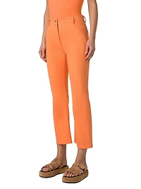 Cali Stretch-Cotton Boot-Cut Crop Pants