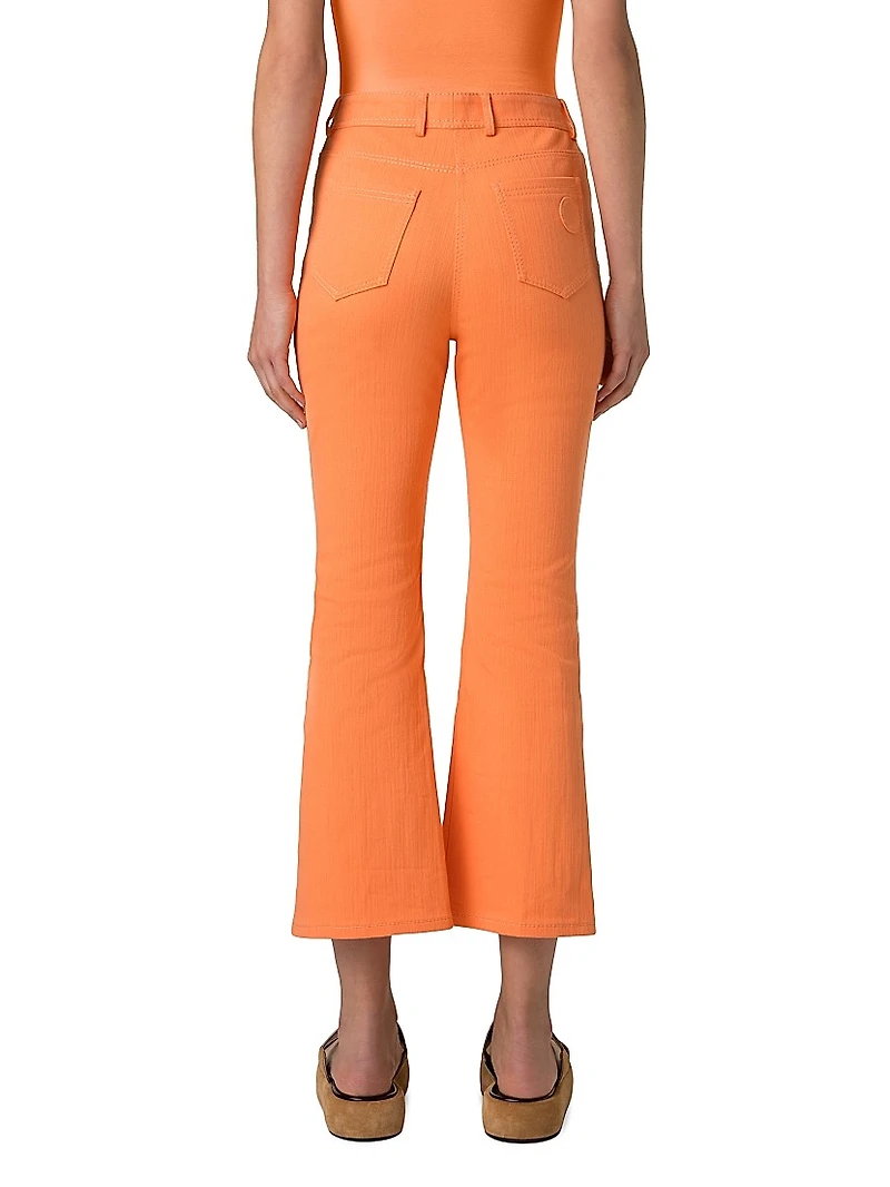 Cali Stretch-Cotton Boot-Cut Crop Pants