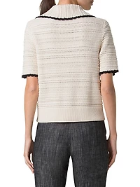 Scallop Trim Crochet-Knit Cotton Top
