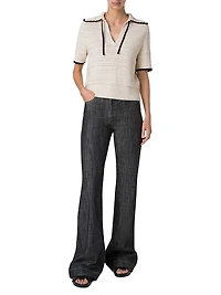 Scallop Trim Crochet-Knit Cotton Top