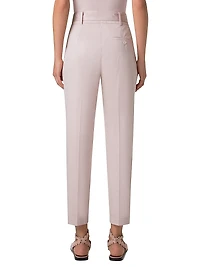 Fred Belted Satin Pleated Tapered Ankle Pants