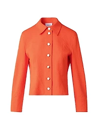 Cotton Seersucker Button-Front Jacket