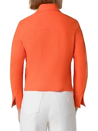 Cotton Seersucker Button-Front Jacket