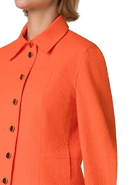 Cotton Seersucker Button-Front Jacket