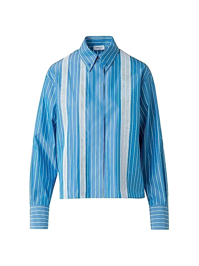 Striped Cotton Poplin Button-Down Blouse