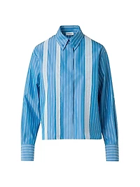 Striped Cotton Poplin Button-Down Blouse