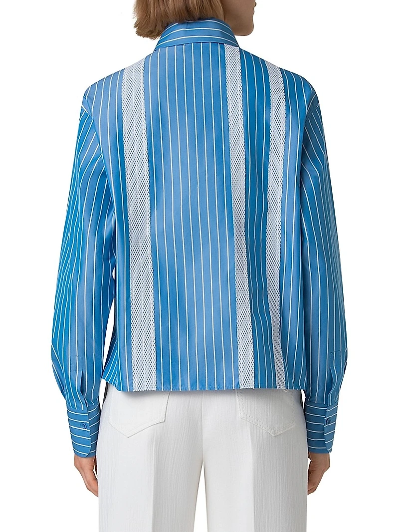 Striped Cotton Poplin Button-Down Blouse
