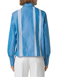Striped Cotton Poplin Button-Down Blouse