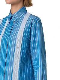 Striped Cotton Poplin Button-Down Blouse