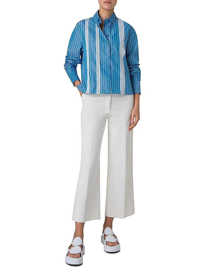Striped Cotton Poplin Button-Down Blouse