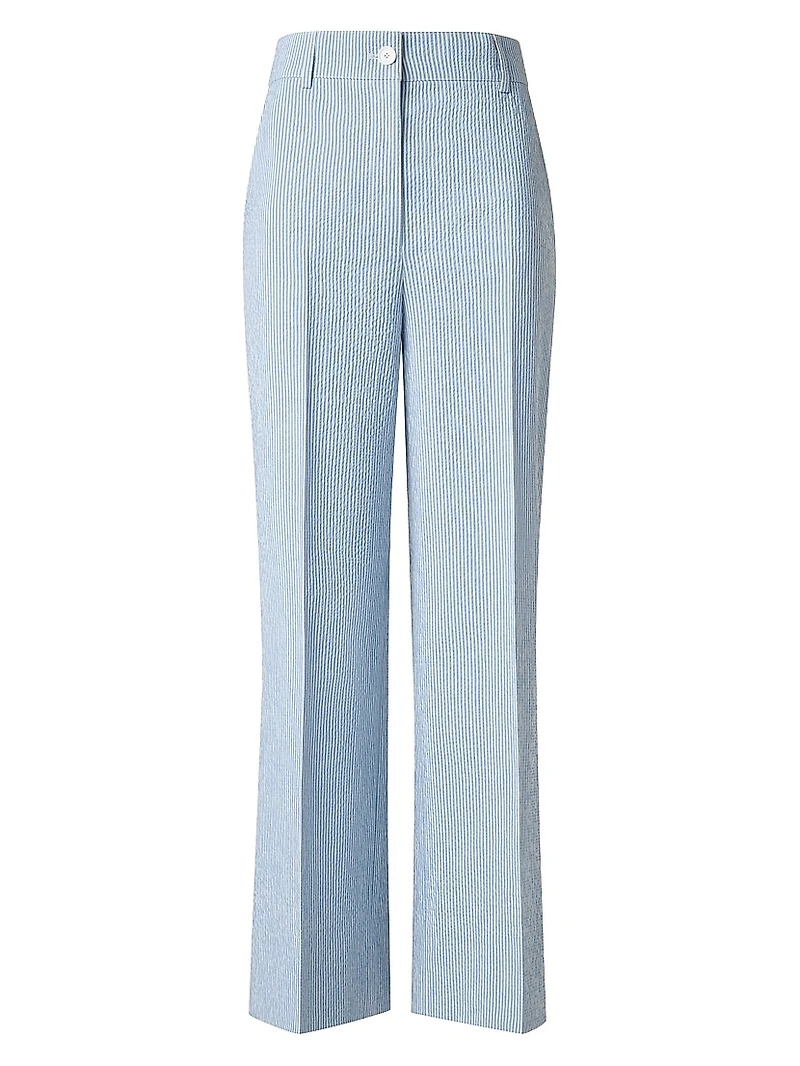 Chiara Striped Seersucker Crop Pants