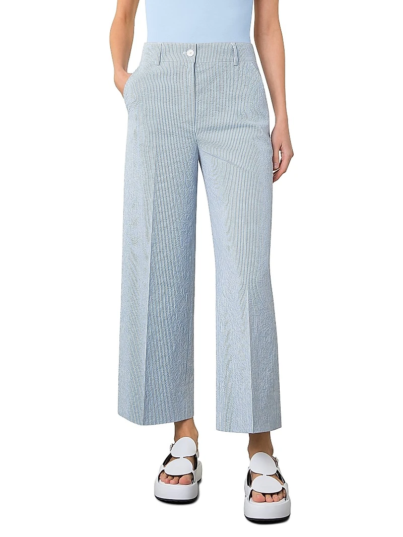 Chiara Striped Seersucker Crop Pants