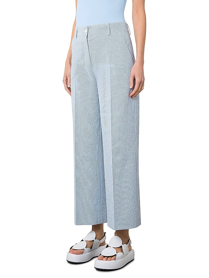 Chiara Striped Seersucker Crop Pants