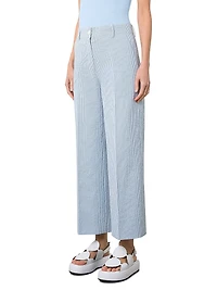 Chiara Striped Seersucker Crop Pants
