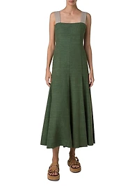 Silk and Cotton Sleeveless A-Line Midi-Dress