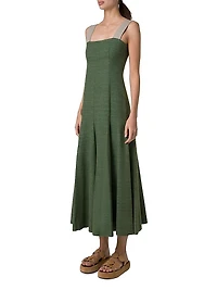 Silk and Cotton Sleeveless A-Line Midi-Dress