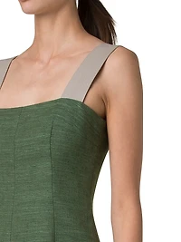 Silk and Cotton Sleeveless A-Line Midi-Dress