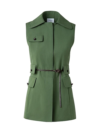 Belted Cotton Gabardine Gilet