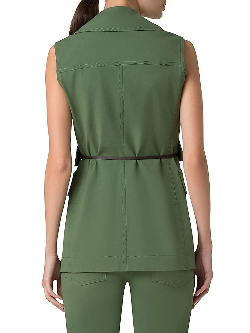 Belted Cotton Gabardine Gilet
