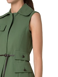 Belted Cotton Gabardine Gilet
