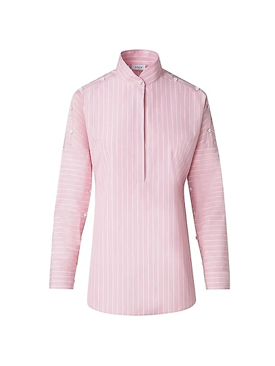 Striped Cotton Button-Detail Blouse