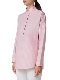 Striped Cotton Button-Detail Blouse
