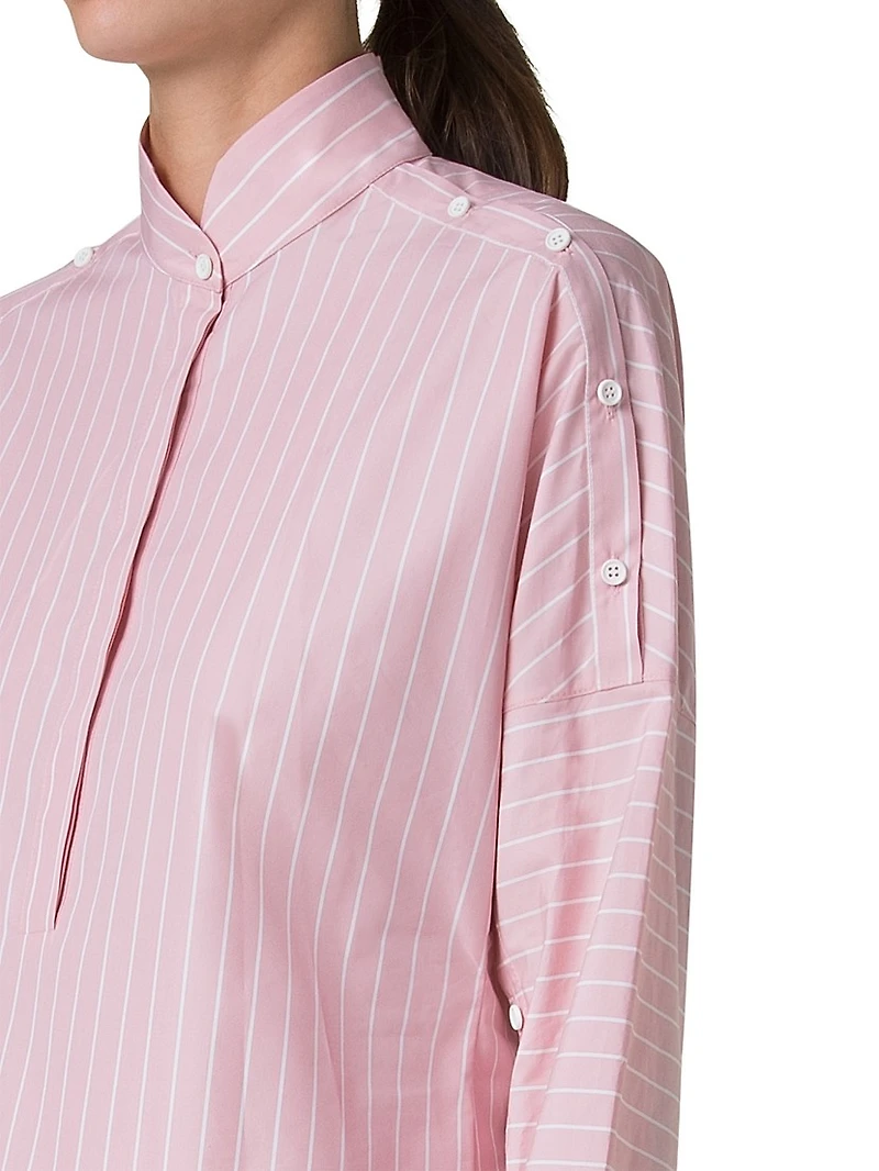 Striped Cotton Button-Detail Blouse