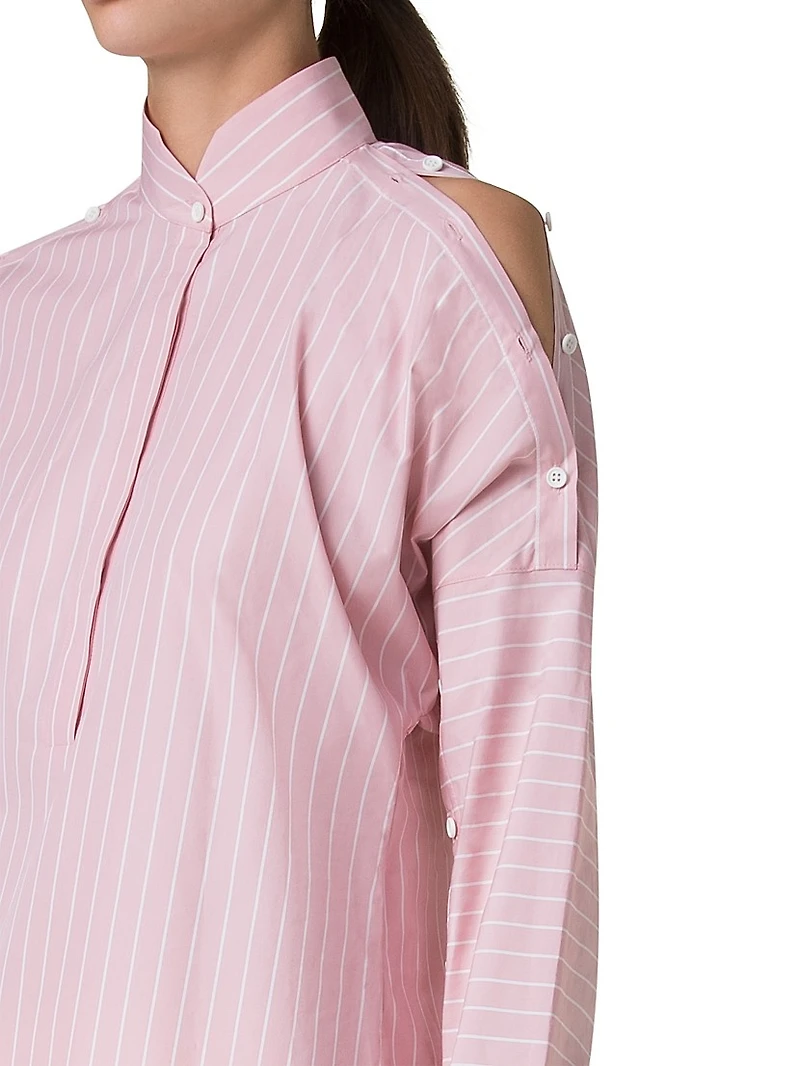Striped Cotton Button-Detail Blouse
