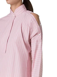 Striped Cotton Button-Detail Blouse