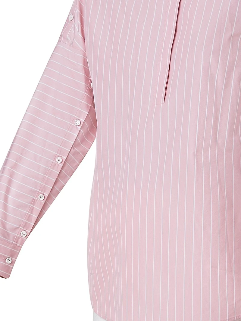 Striped Cotton Button-Detail Blouse