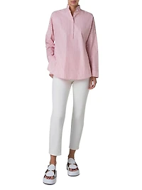 Striped Cotton Button-Detail Blouse