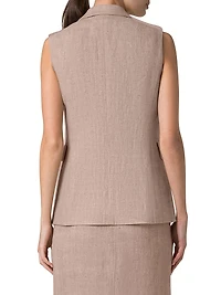 Washed Linen Mock Double-Breasted Vest