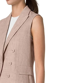 Washed Linen Mock Double-Breasted Vest