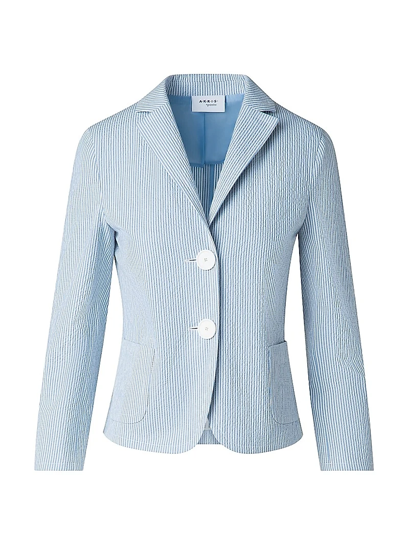 Striped Seersucker Stretch Cotton Blazer