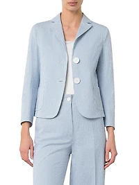 Striped Seersucker Stretch Cotton Blazer
