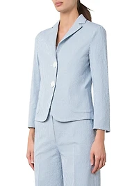 Striped Seersucker Stretch Cotton Blazer
