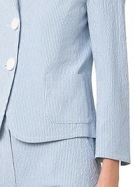 Striped Seersucker Stretch Cotton Blazer