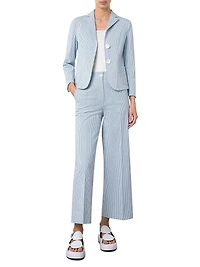 Striped Seersucker Stretch Cotton Blazer