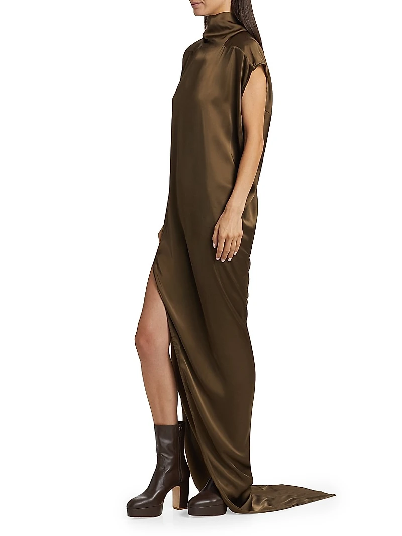 Abito Satin Woven Sleeveless Maxi Dress