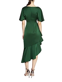 Gwen Satin Gathered Midi-Dress