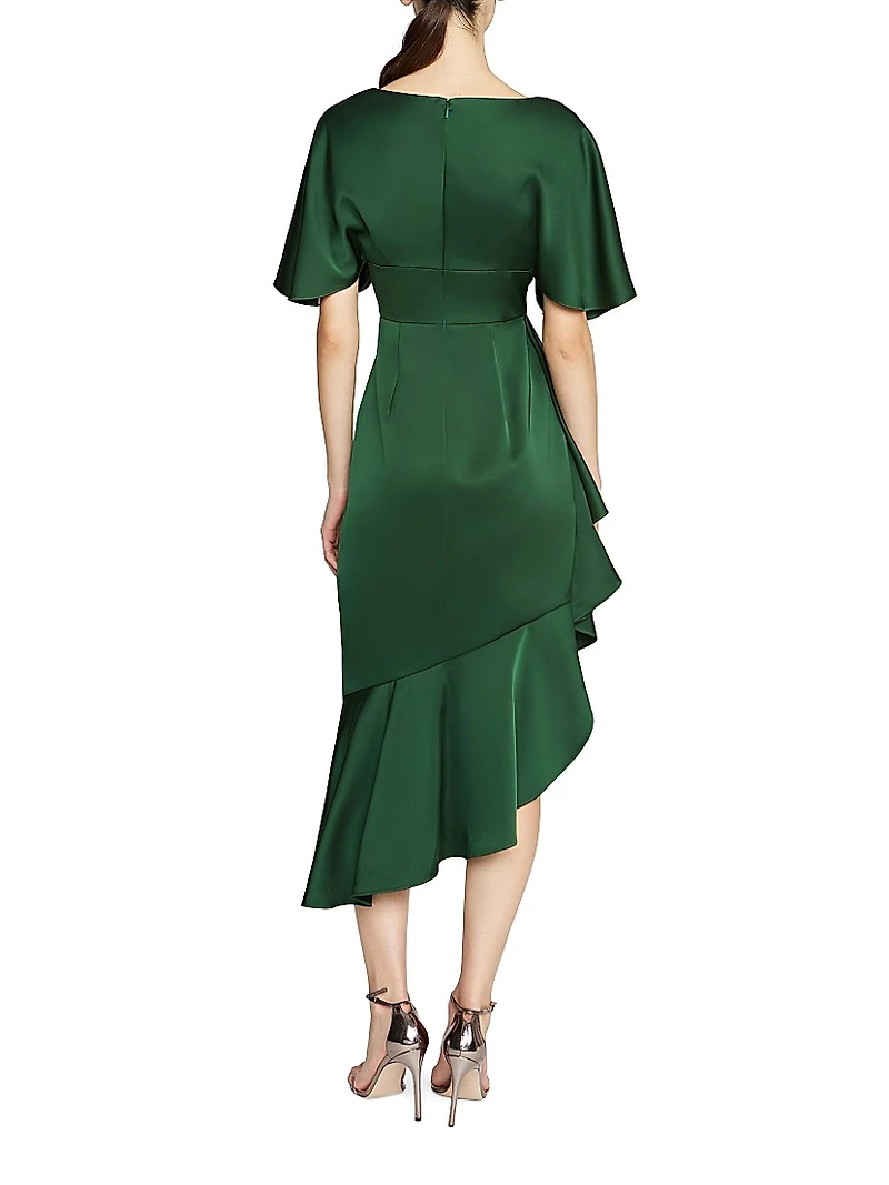 Gwen Satin Gathered Midi-Dress