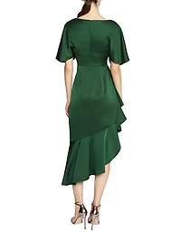 Gwen Satin Gathered Midi-Dress