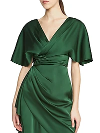 Gwen Satin Gathered Midi-Dress