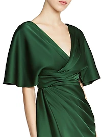 Gwen Satin Gathered Midi-Dress
