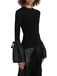 Agata Rib-Knit Bell-Sleeve Sweater