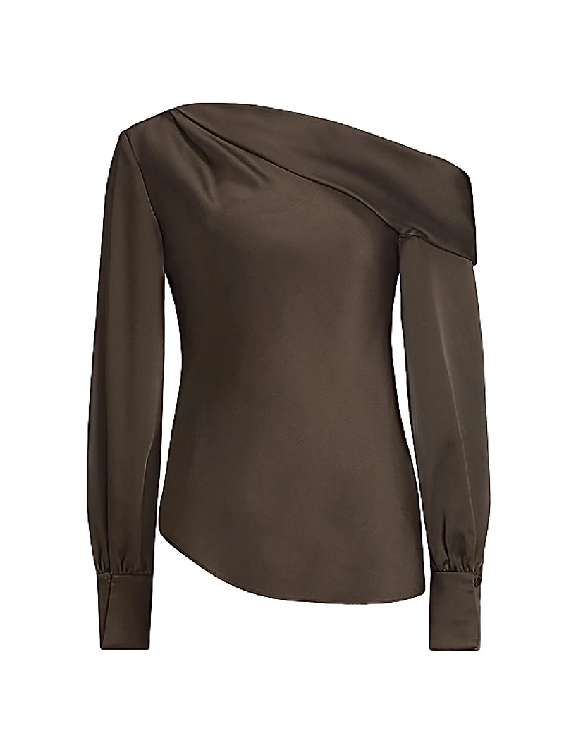 Alice Asymmetric Satin One-Shoulder Top