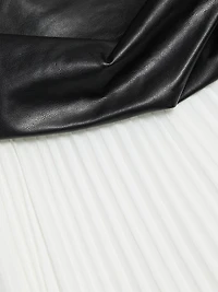 Arie Faux Leather & Satin Strapless Bustier Dress